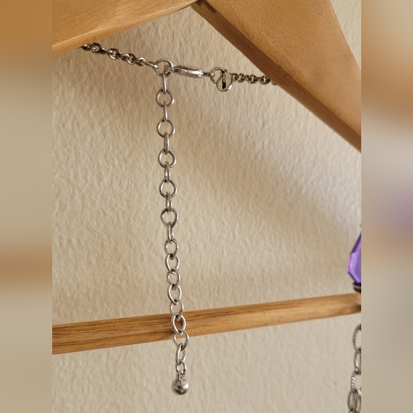 Chico's purple and clear caged beaded silver toned necklace & earring set - Picture 6 of 6